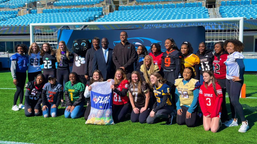 Girls' flag football showcased at Panthers game