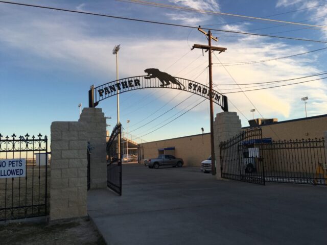 entrance to fort stockton's panther stadium
