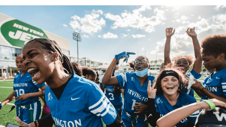 irvington wins jets girls' flag football championship