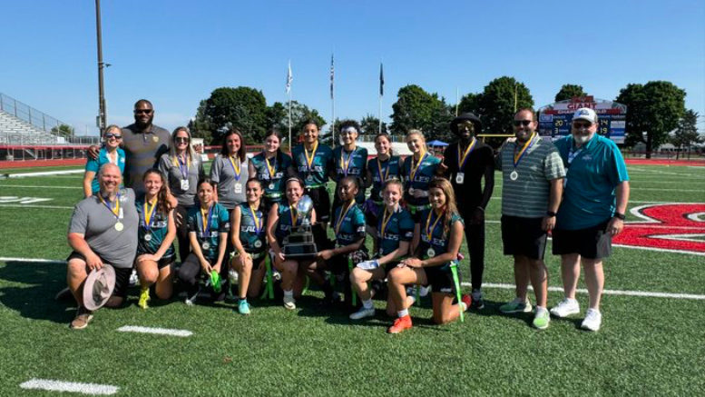 A team representing the Philadelphia Eagles wins the first Big 33 girls' flag tournament.