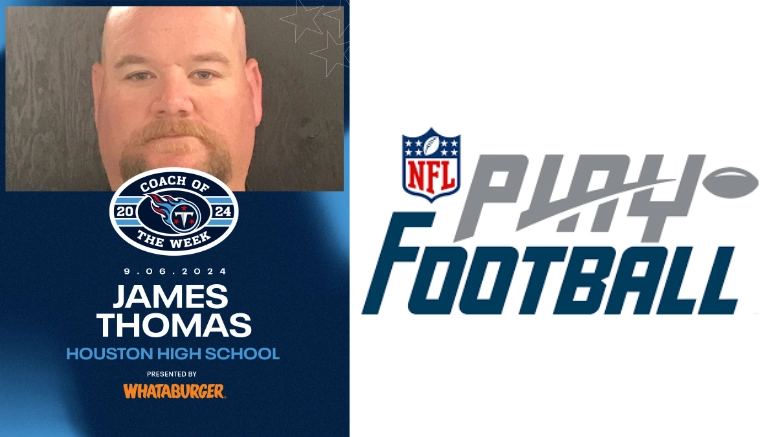 Tennessee Titans name James Thomas of Houston Coach of the Week.